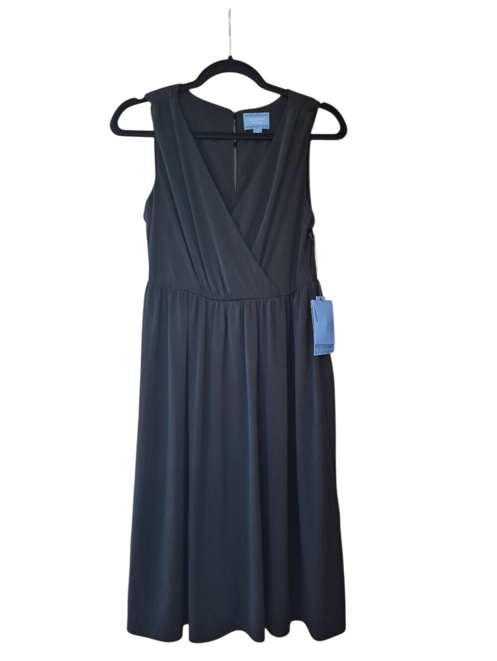 Simply Vera Vera Wang Dress Black Sleeveless Faux Wrap Midi M Missing Belt